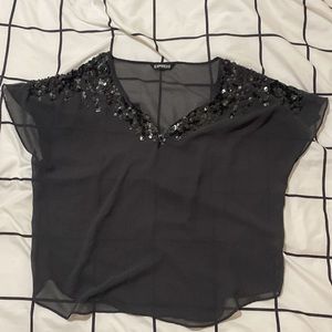 Express sequin sheer blouse